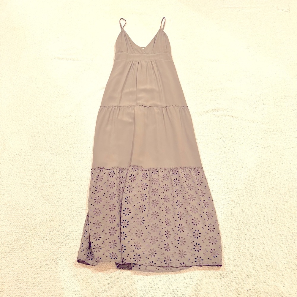 Gold Hawk Silk Camisole Bohemian Maxi Dress